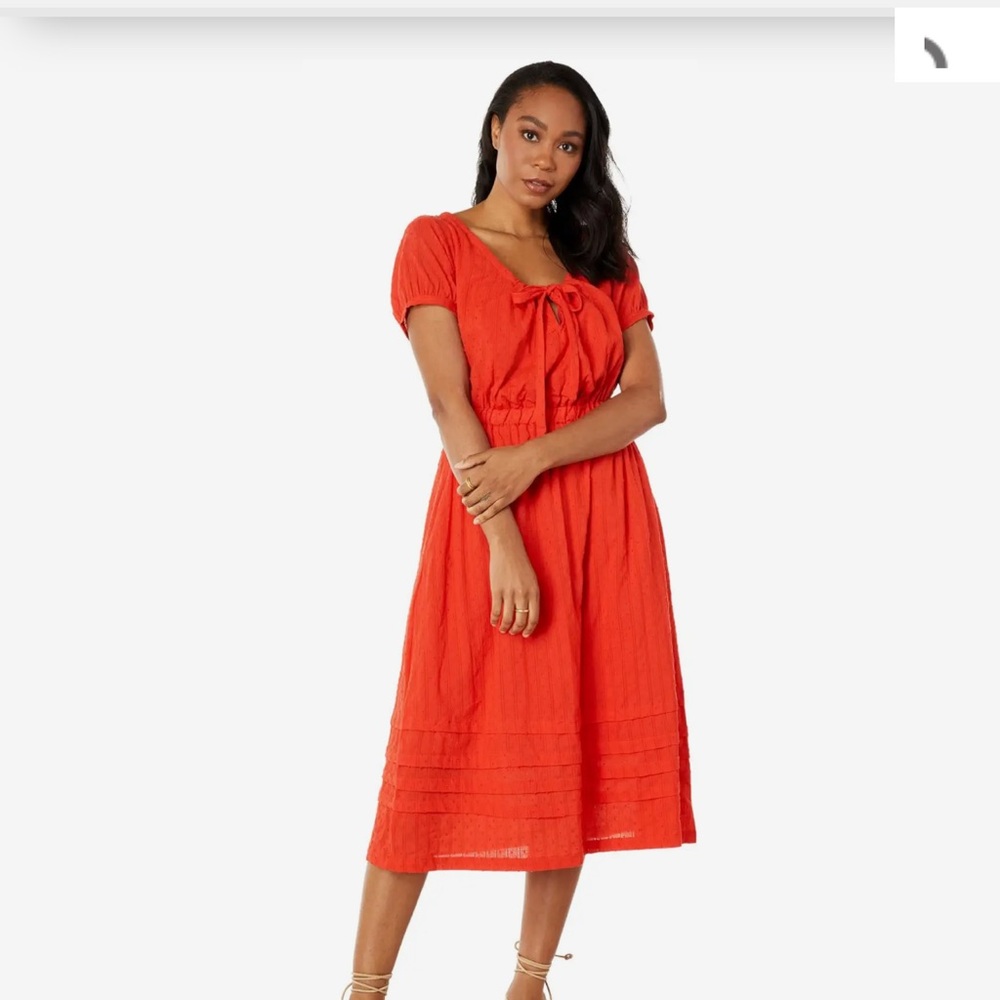 Lost + Wander Strawberry Waves midi dress
